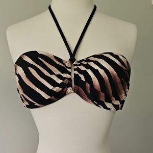 LaBlanca Tiger Stripe Bandeau Bikini Top Black Brown Size 10‎